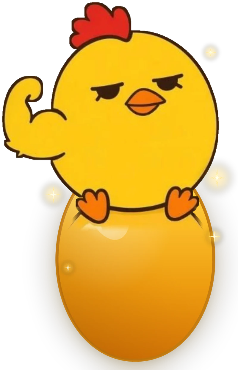 The chonken flexing on top of a golden egg